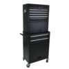 6 Drawer Lockable Tool Cabinet On Wheels Steel Rolling Tool Chest With Detachable Toolbox, 2 In 1 Garage Workshop Storage Organizer With 4 Universal Casters - Black - Image 5