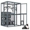 Outdoor Cat House With Shelves And Weather Protection, Removable Wood Boxes - Gray - Image 5