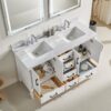 Freestanding Double Bathroom Vanity With Extra Black Handles - White - Image 7