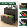 Premium 2 Drawer Metal Lateral File Cabinet With Lock Steel Wide Horizontal Filing Cabinets For Home Office - Black - Image 8