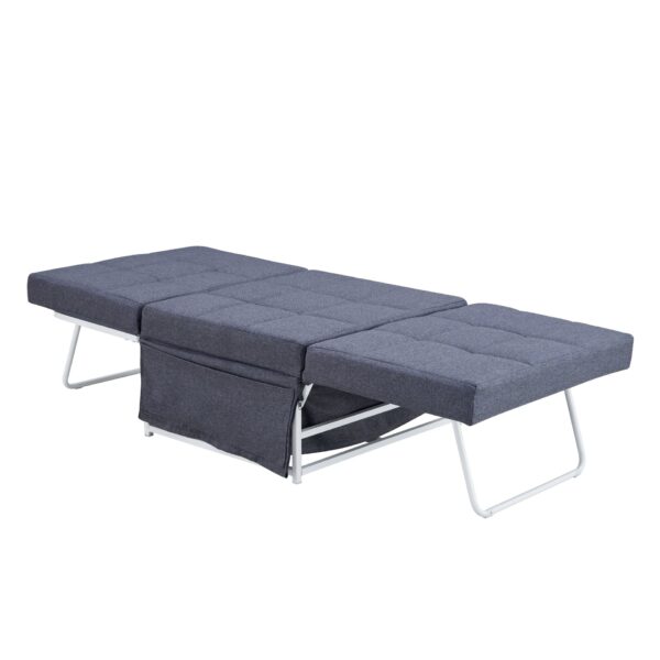 Modern Folding Ottoman Bed With Adjustable Backrest, Convertible Futon Chair Sofa Bed Metal - Gray