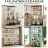 Modern Glass Display Cabinet With 4 Shelf Double Doors And Lock, Tempered Glass Bookshelf For Living Room - Black - Image 6