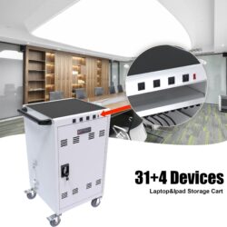Mobile Charging Cart For Tablets Laptops 35 Device Capacity Matt Metal - Antique White