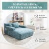 Chenille Interior Lazy Sofa Chaise Lounge Armchair With 3 Pillows And Armrests - Mint Blue - Image 5