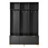 Modern Large Storage Hall Tree With Bench, Luxurious Coat Rack With 6 Hooks And Legs For Entryway, Living Room - Black / Gold - Image 10