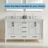 Freestanding Double Bathroom Vanity With Extra Black Handles - White - Image 3