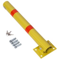 Round Steel Parking Bollard With Lock For Car Parking Protection And Home Garage Decor - Yellow
