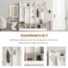 Wide Design Hall Tree With Storage Bench, Minimalist Shoe Cabinet With Cube Storage & Shelves, Multifunctional Coat Rack With 8 Hooks For Entryways, Mudroom - White - Image 6