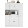 Freestanding Buffet With Hutch, Large Kitchen Pantry Storage Cabinet Cupboard With Pull Out Side Cabinet, Door Shelves And Drawer - White - Image 6