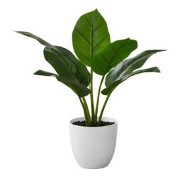 17" Tall, Artificial Plant, Aureum, Indoor, Faux, Fake, Table, Greenery, Potted, Real Touch, Decorative - Green / White