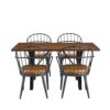5 Piece Industrial Style Indoor Upholstered Dining Set With Metal Legs - Brown - Image 6