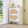 2 Door Shoe Rack, Rattan, Double Layer, Suitable For Living Room, Hallway - White - Image 2