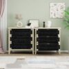 3 Drawer Buffet Sideboard With Adjustable Shelves, Storage Cabinet With Natural Seaweed Decor Doors For Living Room Kitchen Entryway - Natural - Image 8