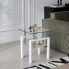 2 Pieces Tempered Glass End Table With Storage For Living Room In Modern Design - Clear - Image 3