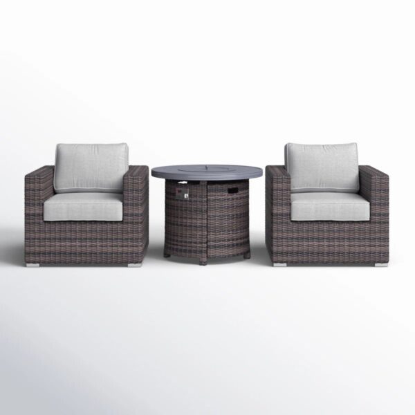 3 Piece Rattan Patio Sofa Set With Comfortable Cushions - Brown Mix / Gray