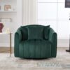 Upholstered Oversized 360 Degree Swivel Accent Barrel Chair And Half Cozy Sofa With 3 Pillows, Channel Tufted Pumpkin Shape Club Armchair For Living Room, Bedroom, Office, Lounge - Green - Image 4