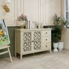 Hollowed Out Cabinet With 2 Door 3 Drawers, American Furniture, Suitable For Bedroom, Living Room, Study - Natural - Image 4