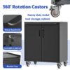 Heavy Duty Metal Garage Storage Cabinet With Wheels Sturdy Tool Storage Solution In Steel - Black - Image 9