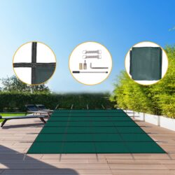 Premium Inground Pool Safety Cover With Hardware, Green Polypropylene Mesh, 18X36Ft - Green