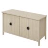 4 Door Sideboard, Carved Sideboard Buffet Cabinet With Storage, Modern Coffee Bar Cabinet With Adjustable Shelf For Living Room, Dining Room, Kitchen - Natural - Image 6