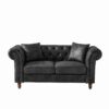 Chesterfield 3 And 2 Seater Sofa Set, High Tech Fabric, Roll Armrest, Upholstered Mid Century Modern Couch - Black - Image 7
