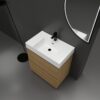 Modern Bathroom Vanity With Single Sink And Double Drawer, Freestanding Engineered Wood Cabinet - Oak - Image 8
