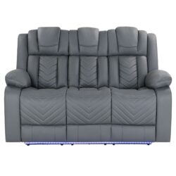 Raize - 2 Pieces Power Living Room Set With Storage Console And Cup Holders - Gray