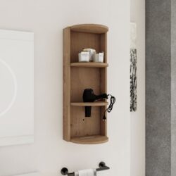 Modern Bathroom Wall Mounted Storage Rack With Floating Design - Imitative Oak