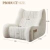 Bean Bag Chair For Adults, Lazy Floor Sofa Couch Memory Foam Bean Bag Sofas Chenille Fabric Reading Chair Comfortable Corner Lounge Sofa For Living Room - White - Image 3