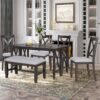 6 Piece Family Dining Room Set With Solid Wood Space Saving Foldable Table And 4 Chairs With Bench - Espresso - Image 3