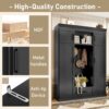Hall Tree With Bench And 3 Hooks, Modern Entryway Storage Organizer Cabinet With 4 Doors, 1 Drawer And Adjustable Shelves For Hallway, Entryway, Living Room - Black - Image 8