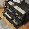3 Drawer Storage Cabinet, 3 Drawer Modern Dresser, Chest Of Drawers With Decorative Embossed Pattern Door For Entryway, Living Room, Bed Room - Black - Image 5