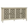 Hollowed Out Cabinet With 4 Doors, American Furniture, Suitable For Bedroom, Living Room, Study - Natural - Image 6