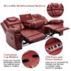 3 Pieces Recliner Sofa Sets Home Theater Seating Manual Recliner Chair With Center Console And Led Light Strip For Living Room - Wind Red - Image 7