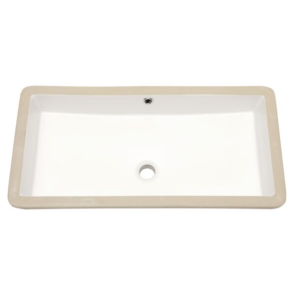 28 X 14" Modern European Inspired Ceramic Rectangular Undermount Bathroom Sink With Overflow In - White