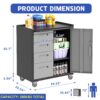 Sturdy Metal Tool Storage Cabinet With Wheels Durable Garage, Office & Home Organizer Steel - White - Image 3