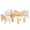 Farmhouse Solid Wood Dining Nook Set For 6, Space Saving High Top Corner Table With Bench & Chairs - Natural / White - Image 10