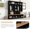 Wide Design Hall Tree With Storage Bench, Minimalist Shoe Cabinet With Cube Storage & Shelves, Multifunctional Coat Rack With 8 Hooks For Entryways, Mudroom - Black - Image 5