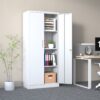 Heavy Duty Metal Garage Storage Cabinet, Steel Locking Cabinet With Adjustable Shelves - Brushed Nickel - Image 2