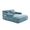 Chenille Interior Lazy Sofa Chaise Lounge Armchair With 3 Pillows And Armrests - Mint Blue - Image 16