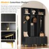 Modern Large Storage Hall Tree With Bench, Luxurious Coat Rack With 6 Hooks And Legs For Entryway, Living Room - Black / Gold - Image 8
