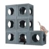 Outdoor Cat House With Shelves And Weather Protection, Removable Wood Boxes - Gray - Image 9