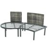 6 Piece Patio Sofa Furniture Set, Half Moon Outdoor Sectional Sofa With 2 High Low Coffee Tables, Wicker Rattan, Tempered Glass, 4 Pillows & Cushions, For Backyard, Garden, Poolside - Gray - Image 16