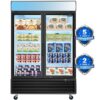 Glass Door Merchandiser Freezer 44.7 Cu.Ft Swing Door Commercial Reach-In Display Freezers With LED Top Panel Upright Freeze Storage - Black - Image 3