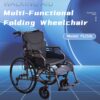 Premium Nursing Folding Wheelchair Frame Double Brakes Adjustable Seat Belt & Breathable Cushion Safe Comfortable Ride With Anti Backflip & Stability Features - Black / Gray - Image 6