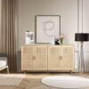Elegant And Functional Rattan Decorative Storage Cabinet With 4 Doors - Natural - Image 5