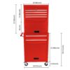 6 Drawer Lockable Tool Cabinet On Wheels Steel Rolling Tool Chest With Detachable Toolbox, 2 In 1 Garage Workshop Storage Organizer With 4 Universal Casters - Red - Image 3