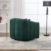 Upholstered Oversized 360 Degree Swivel Accent Barrel Chair And Half Cozy Sofa With 3 Pillows, Channel Tufted Pumpkin Shape Club Armchair For Living Room, Bedroom, Office, Lounge - Green - Image 8