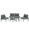 6 Piece Patio Sofa Furniture Set, Half Moon Outdoor Sectional Sofa With 2 High Low Coffee Tables, Wicker Rattan, Tempered Glass, 4 Pillows & Cushions, For Backyard, Garden, Poolside - Gray - Image 10