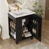 Classic Retro 24" Bathroom Vanity With Sink, Door Shelf, Side Open Storage Frame, Soft Closing Door - Black - Image 2